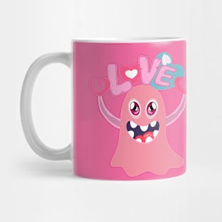 Romantic monster and word love Mug